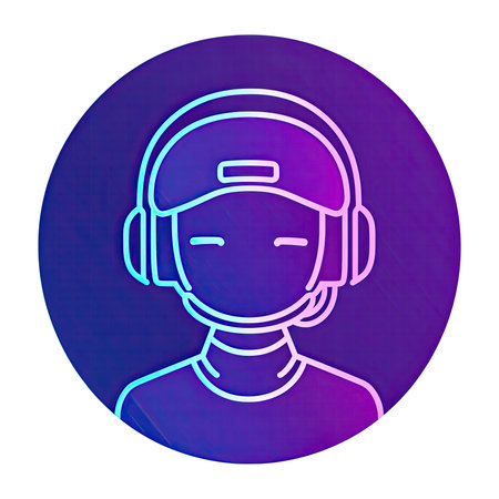 Man avatar with headphones line icon. Vector linear icon with gradient effect.の素材