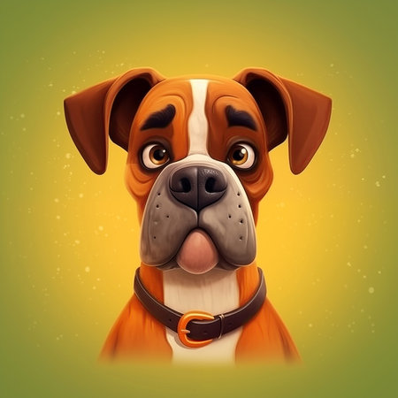Portrait of a boxer dog with big eyes. Vector illustration.の素材