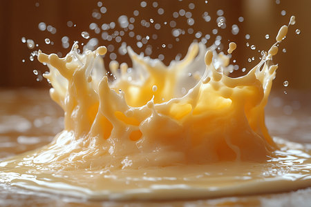 Milk splash, close up shot with shallow depth of field.の素材