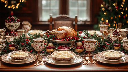 Festive holiday tableの素材