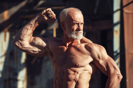 Portrait of a bearded man on a dark background. Monochrome.の素材