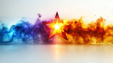 Radiant crystal reflection with a rainbow of colors and glareの素材