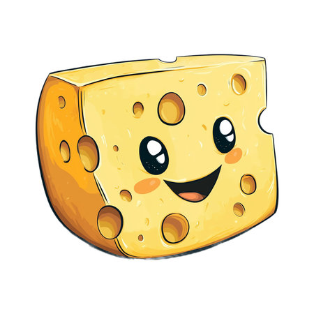 Cheese cartoon character. illustration isolated on transparent backgroundの素材