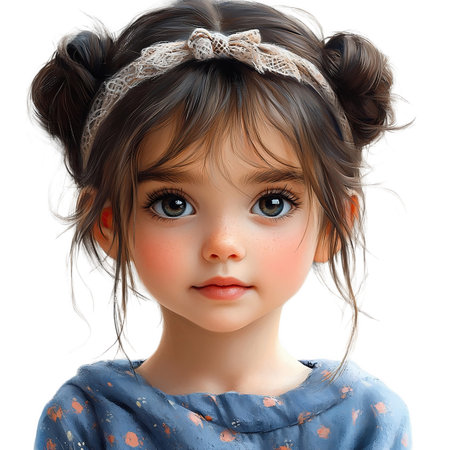 Portrait of a beautiful little girl. Isolated over on a transparent backgroundの素材