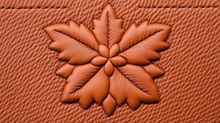 Leather background with a leaf pattern. 3d rendering, 3d illustration.の素材