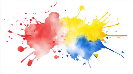 Abstract colorful watercolor splashes on white background.の素材