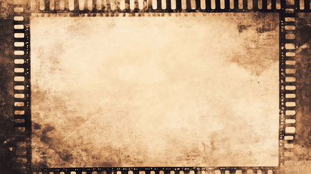 Vintage-inspired film frame with nostalgic reel strip edgesの素材