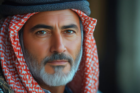 Middle eastern leader wearing traditional dressの素材