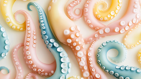 Close up of octopuses on white background. 3D renderingの素材