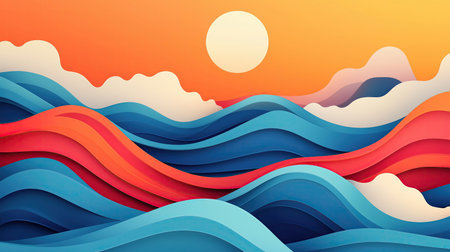 Paper art style. Paper cut abstract background.の素材