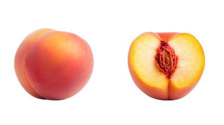 Ripe peach isolated on transparent background.の素材