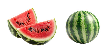 Watermelon isolated on transparent background. Fresh watermelon with clipping pathの素材