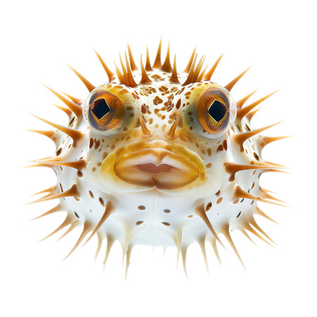 Puffer fish isolated on transparent background. 3d illustrationの素材