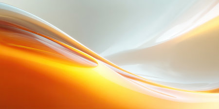 Cream and orange flowing ribbon with orbの素材