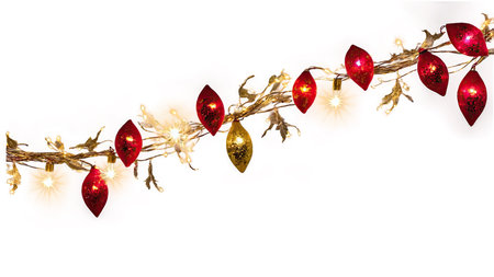 Gold and red bauble garland on transparent backgroundの素材