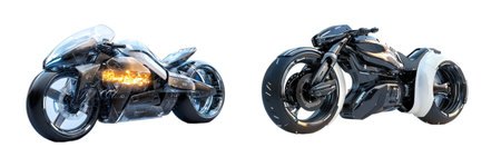 3D rendering of a motorcycle isolated on transparent backgroundの素材
