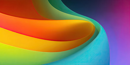 abstract colorful background with curved lines. 3d rendering, 3d illustration.の素材