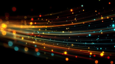 abstract technology fiber optic background with shallow depth of field and bokehの素材