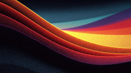 abstract background with multicolored lines in the form of wavesの素材