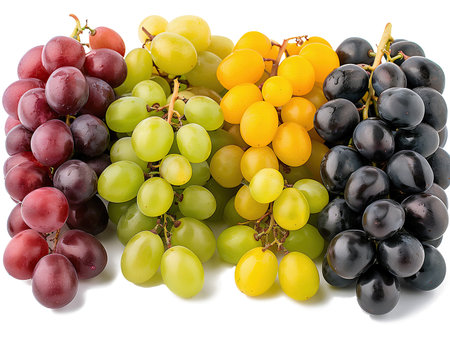 assortment of grapes isolated on transparent background. closeup studio shotの素材