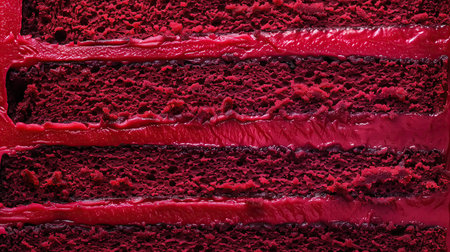 a close up of a red velvet cake with the red color.の素材