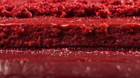 a red cake with a red layer of frosting and a red frosting.の素材