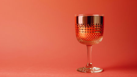 Wine glass on a red background. 3d render illustration.の素材
