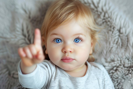 Portrait of a cute little girl with blue eyes and blond hair.の素材