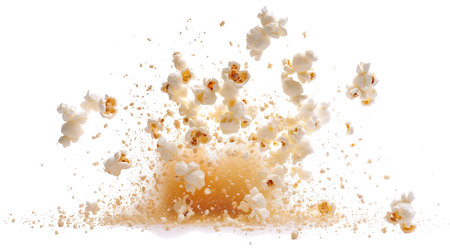 Popcorn explosion isolated on transparent background.の素材
