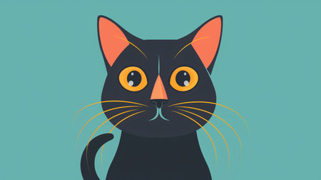 Cute black cat with yellow eyes.の素材