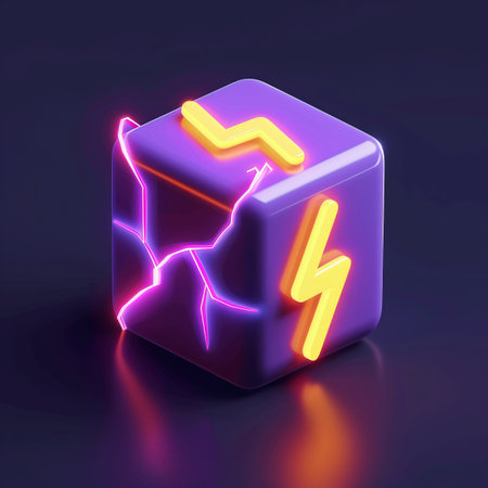 Realistic 3d Detailed Neon Cubes.の素材