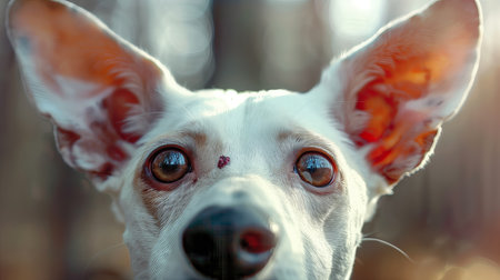 Portrait of a white dog with big eyes. Close-up.の素材