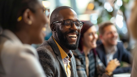 Multiethnic group of business people working and communicating together in office.の素材