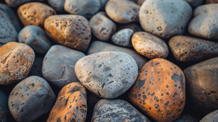Close up of a pile of pebbles on the beach.の素材
