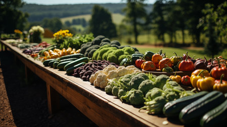 Vegetables on a market stall. Fresh vegetables on a market stallの素材
