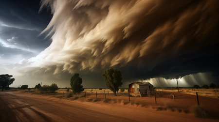 Stormy weather in the Australian outback, with rain clouds approachingの素材