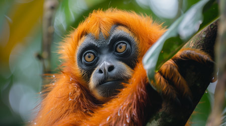 Portrait of Red-shanked Orangutan (Eulemur indicus)の素材