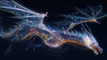 Fractal 3D Illustration of a Horse in the Universeの素材