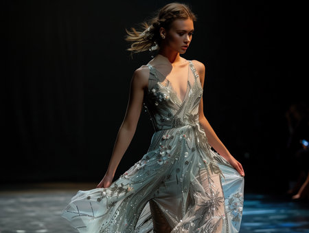 A model walks the runway.の素材