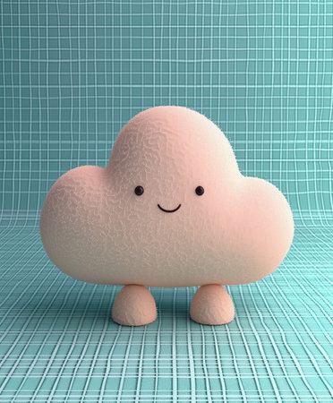 3d rendering of a cute cloud on a turquoise background.の素材