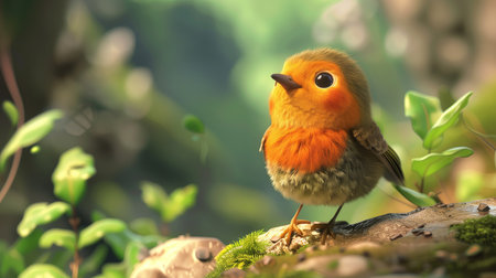 Cute european robin (Erithacus rubecula).の素材