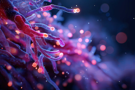 3d illustration of human nerve cell. Bacteriological microorganismの素材