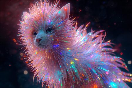 Radiant spiky creature with rainbow sparklesの素材