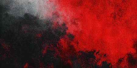 Dark smoke and red powder blend with dramatic contrastの素材