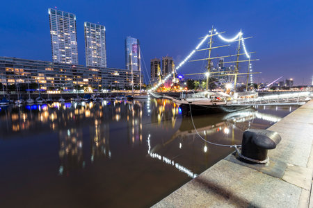 The famous neighborhood of Puerto Madero at night. Buenos Aires, Argentina.の写真素材