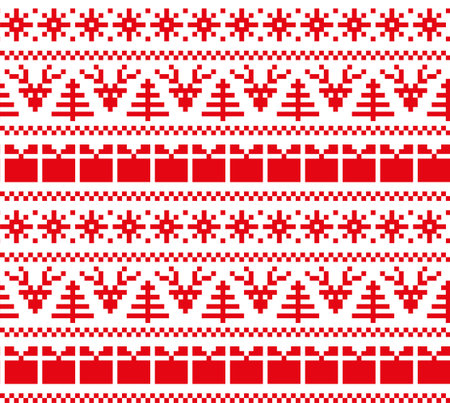 New Year and Christmas pixel patternのイラスト素材
