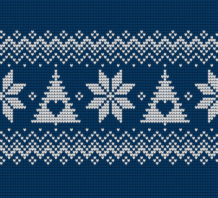 Knitted Christmas and New Year pattern for printのイラスト素材