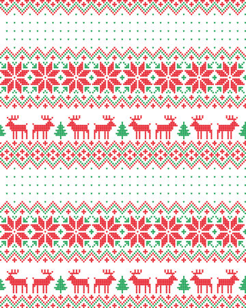 Knitted Christmas and New Year pattern for print.のイラスト素材