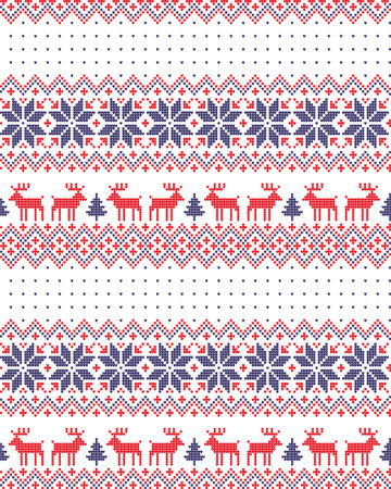 Knitted Christmas and New Year pattern for print.のイラスト素材