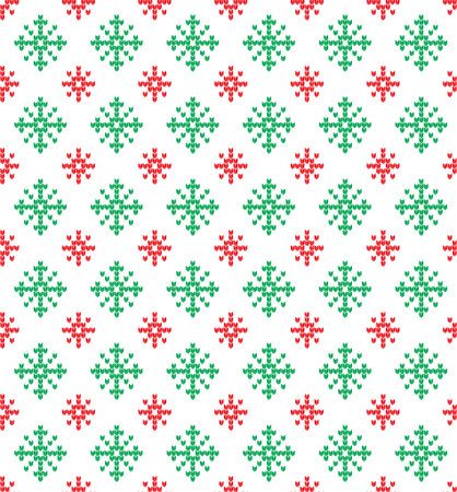 Red and green snowflakes pattern.のイラスト素材